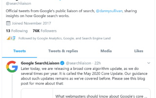 Google May 2020 Core Algorithm Update for SEO