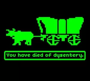 Screenshot of The Oregon Trail for Apple II in 1980s